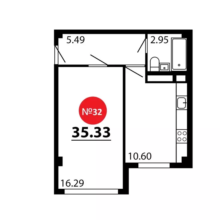 1-комнатная квартира: Симферопольский район, село Перово (35.33 м) - Фото 1