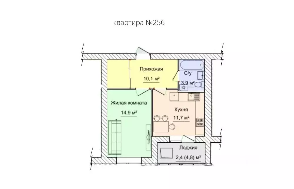 1-к кв. Удмуртия, Можга Можгинский район, ул. Наговицына, 45 (45.4 м) - Фото 0