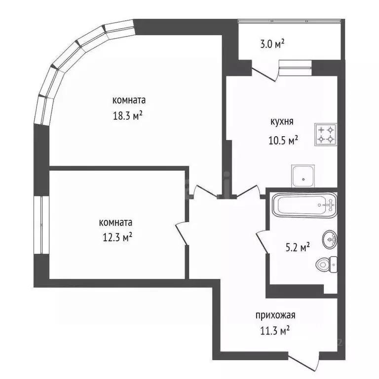 2-к кв. Красноярский край, Красноярск Октябрьская ул., 16 (57.0 м) - Фото 2