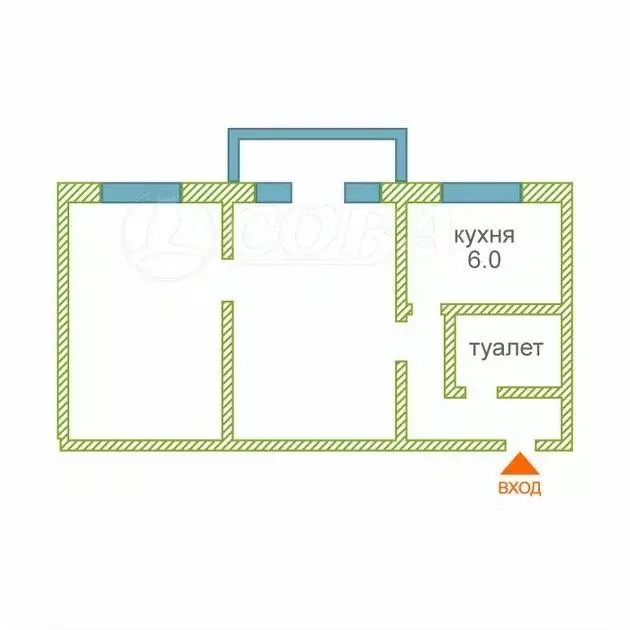 2-к кв. Тюменская область, Тюмень Севастопольская ул., 17 (46.5 м) - Фото 2