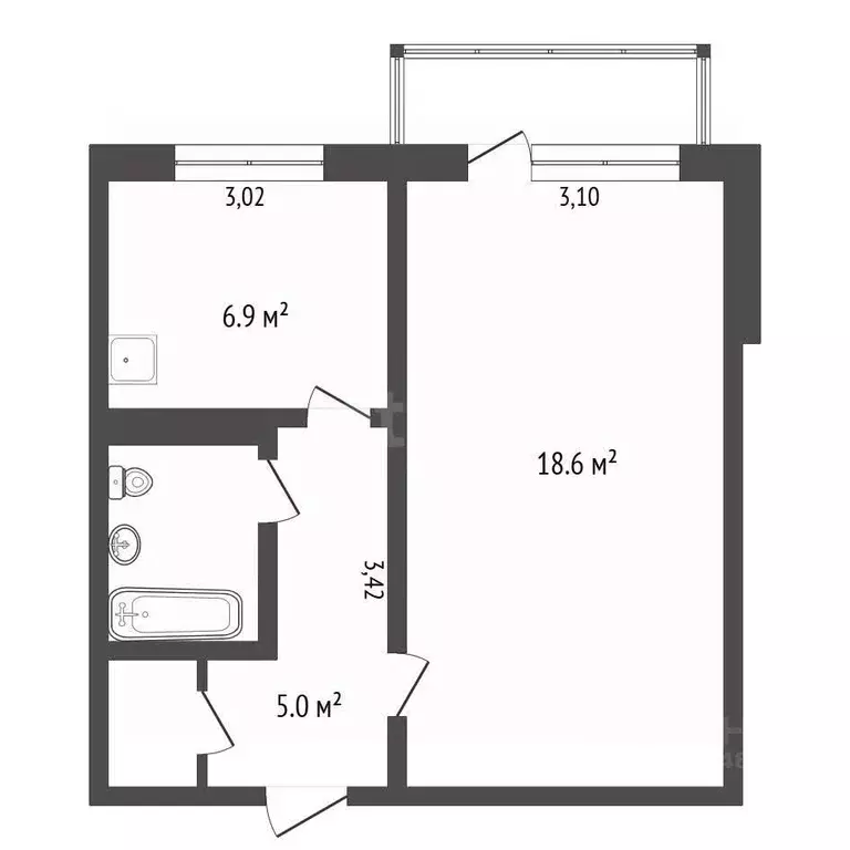 1-к кв. Амурская область, Благовещенск ул. Чайковского, 110 (35.4 м) - Фото 1