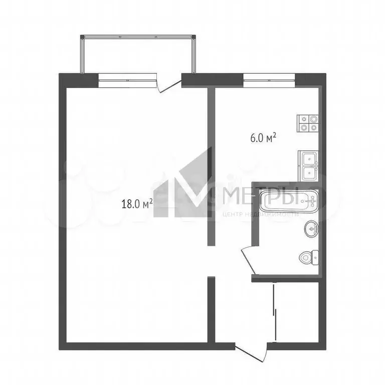 1-к. квартира, 33 м, 4/5 эт. - Фото 0