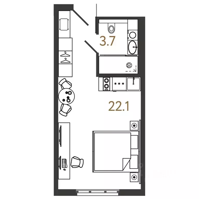 Студия Санкт-Петербург Ташкентская ул., 6к2 (25.8 м) - Фото 0