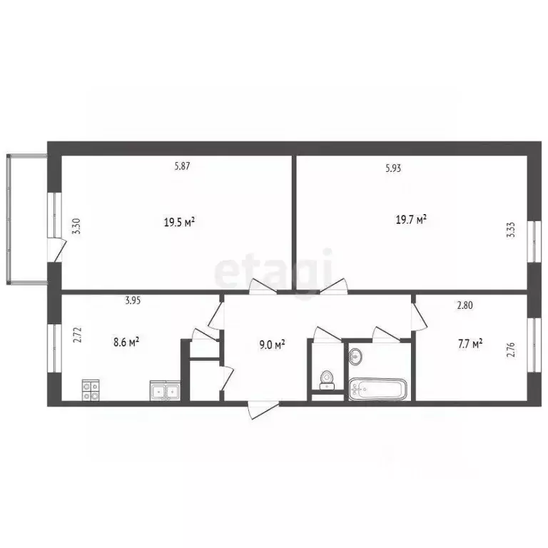 3-к кв. Вологодская область, пос. Непотягово 15 (70.5 м) - Фото 2