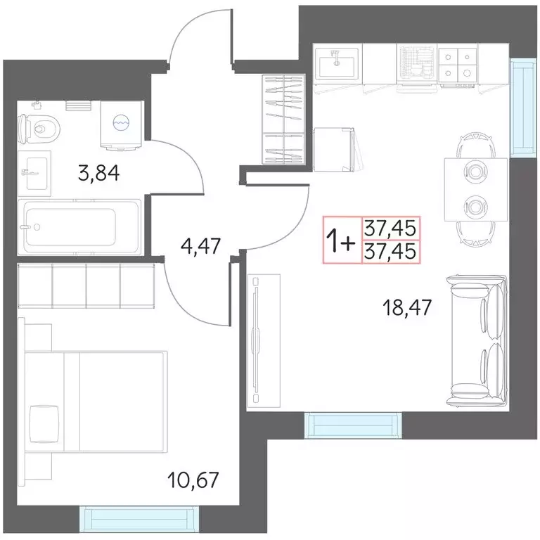 1-комнатная квартира: Тобольск, микрорайон 7А, 29 (37.45 м) - Фото 0