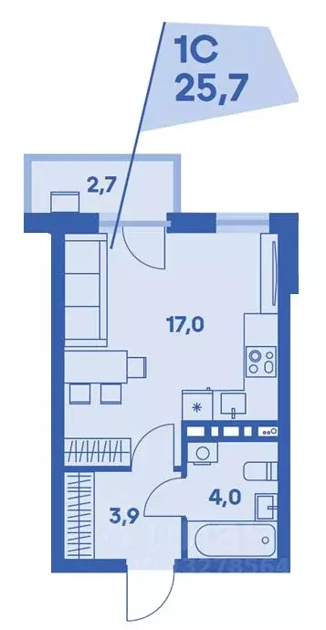 1-к кв. Пермский край, Пермь Бахаревка мкр,  (25.7 м) - Фото 1