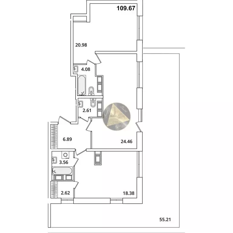 2-комнатная квартира: Санкт-Петербург, проспект Маршала Блюхера, 3к2 ... - Фото 1