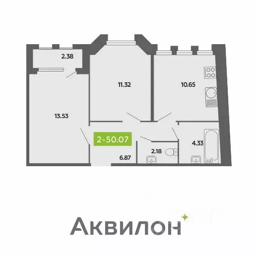 2-к кв. Архангельская область, Архангельск Поморская ул. (50.07 м) - Фото 0