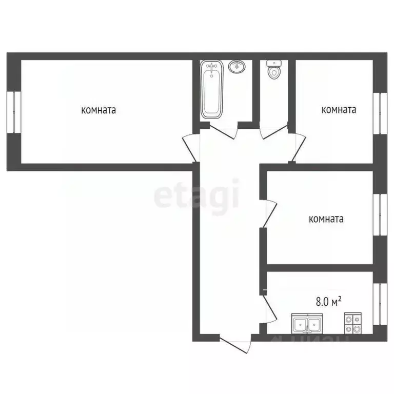 3-к кв. Ярославская область, Ярославль ул. Ньютона, 65 (59.9 м) - Фото 1