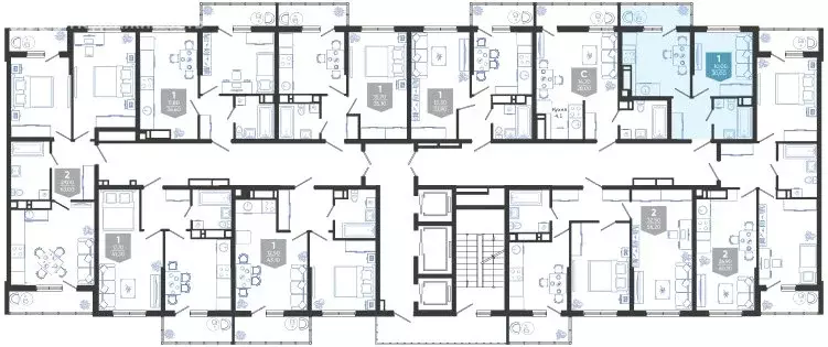 1-комнатная квартира: Новороссийск, улица Куникова, 55к1 (30 м) - Фото 1
