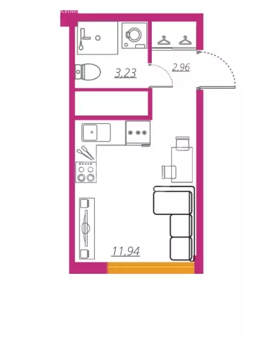 Квартира-студия: Казань, улица Заря, 3А (18 м) - Фото 1