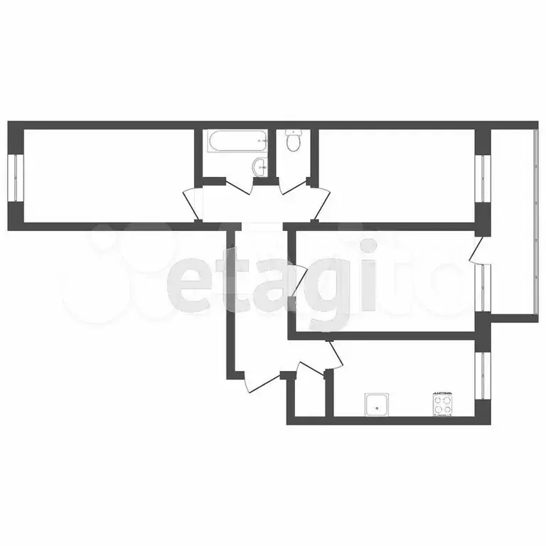 3-к. квартира, 64,6 м, 9/9 эт. - Фото 0