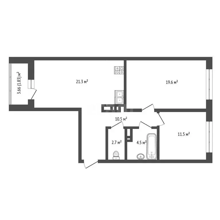 2-комнатная квартира: Тюмень, микрорайон Зарека, улица Лермонтова, 8А ... - Фото 1