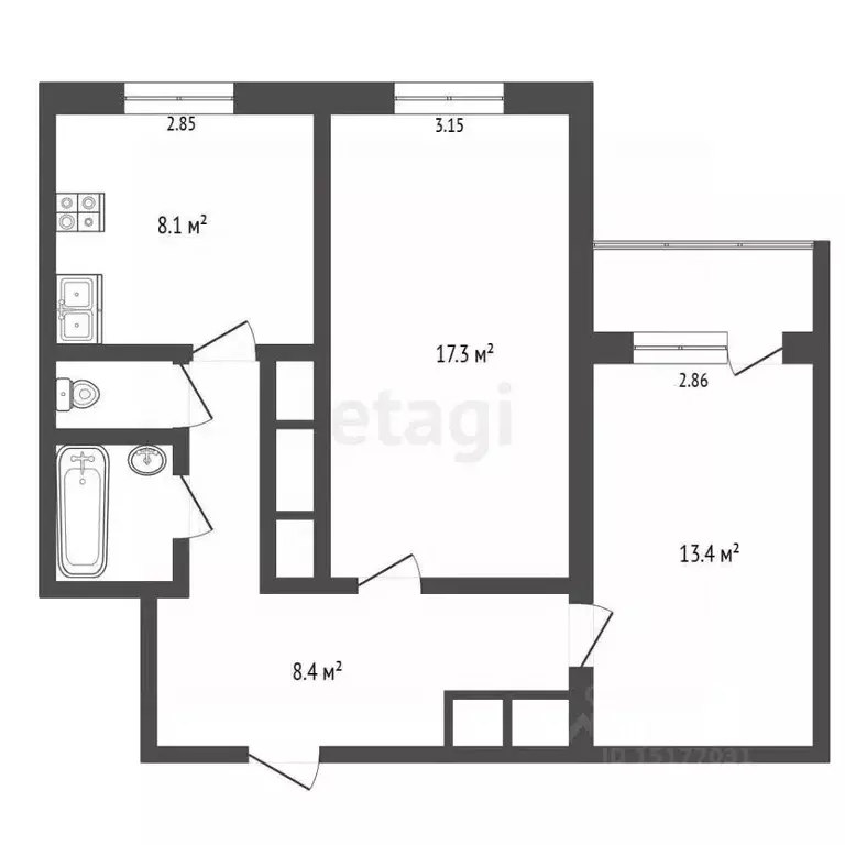 2-к кв. Ямало-Ненецкий АО, Новый Уренгой Дружба мкр, 2/9 (52.7 м) - Фото 2