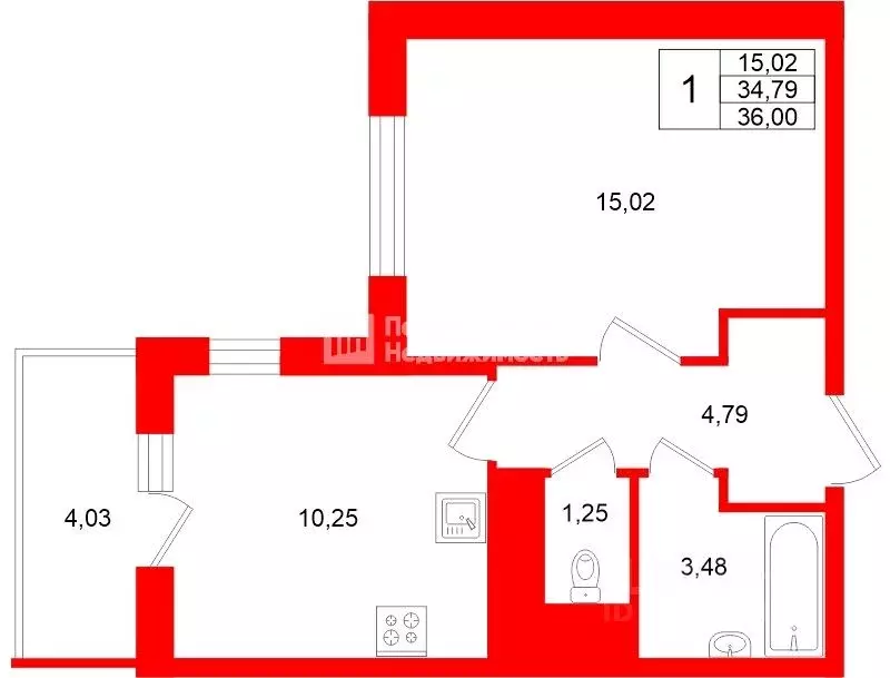 1-к кв. Ленинградская область, Мурино Всеволожский район, ул. ... - Фото 2