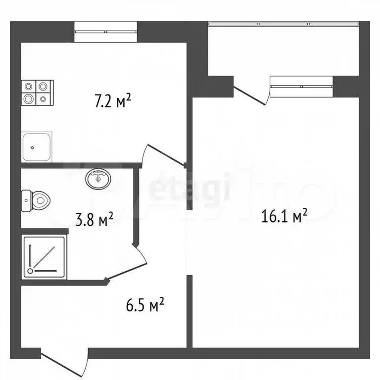 1-к. квартира, 34,5 м, 3/4 эт. - Фото 0