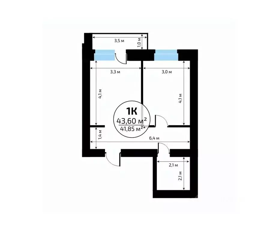 1-к кв. Самарская область, Самара пос. Мехзавод, 1-й кв-л, 50 (43.6 м) - Фото 2