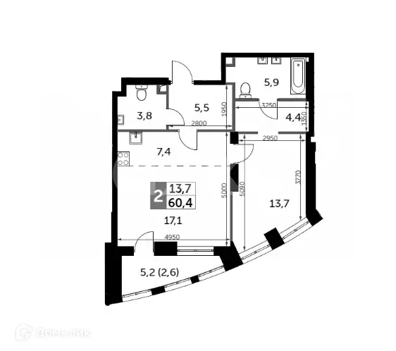Продаётся 2-к квартира, 61 м - Фото 0