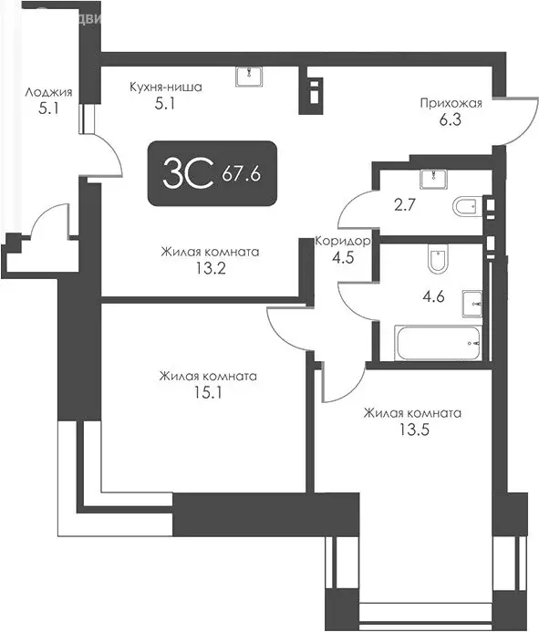 3-комнатная квартира: Новосибирск, улица Фрунзе, 236 (68 м) - Фото 0