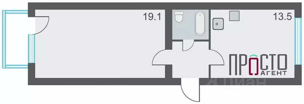 1-к кв. Свердловская область, Екатеринбург ул. Мичурина, 68 (37.5 м) - Фото 1