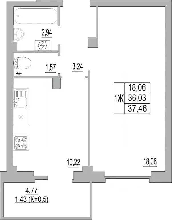 1-к кв. Псковская область, Псков ул. Юности, 32 (37.46 м) - Фото 0