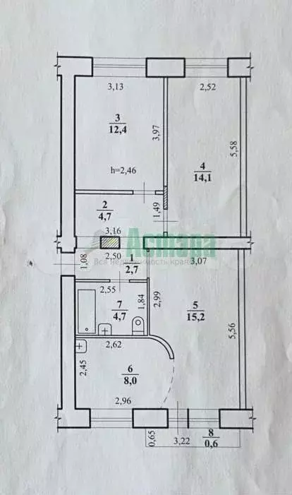 3-к. квартира, 61,4 м, 3/5 эт. - Фото 0