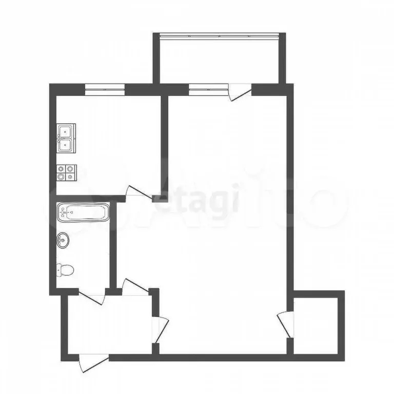 1-к. квартира, 30 м, 5/5 эт. - Фото 0