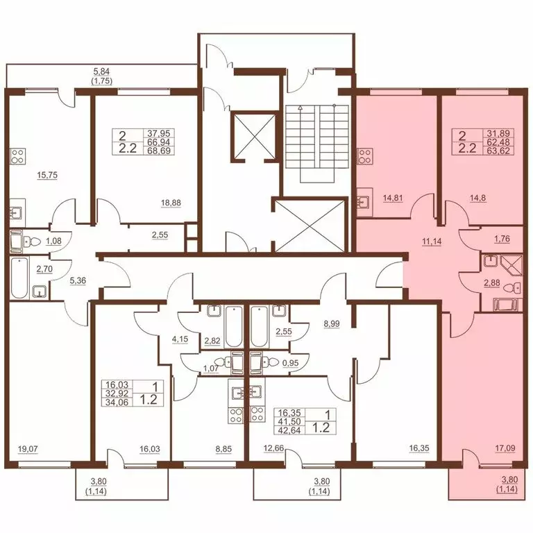 2-комнатная квартира: посёлок Шушары, Московское шоссе, 262к1 (63.62 ... - Фото 2