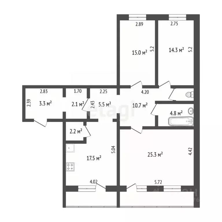 3-к кв. Татарстан, Альметьевск просп. Строителей, 6 (108.2 м) - Фото 2