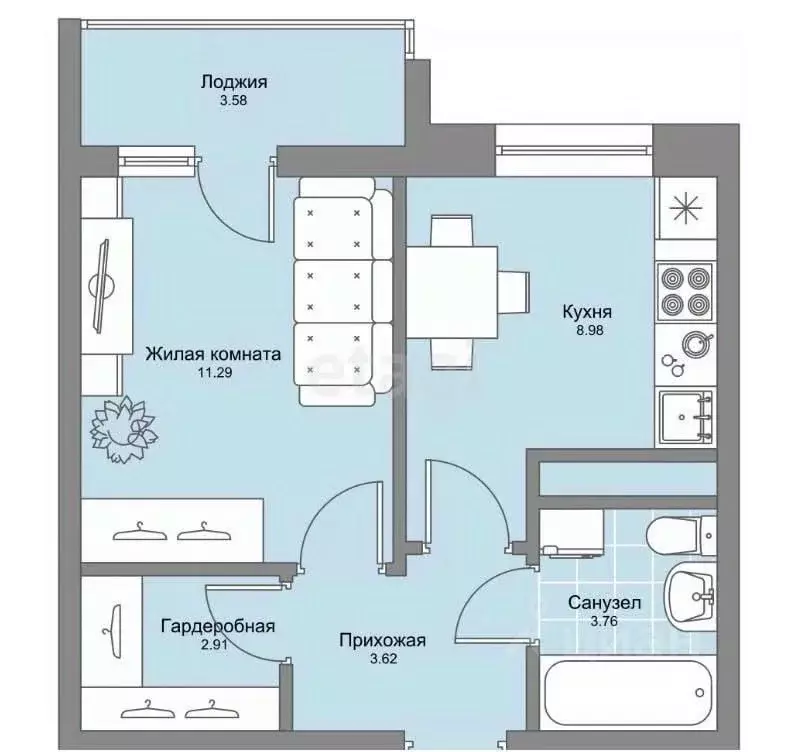 1-к кв. Ульяновская область, Ульяновск просп. Созидателей, 114/2к1 ... - Фото 0