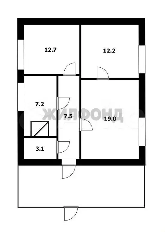 3-к. квартира, 61,7 м, 1/1 эт. - Фото 0