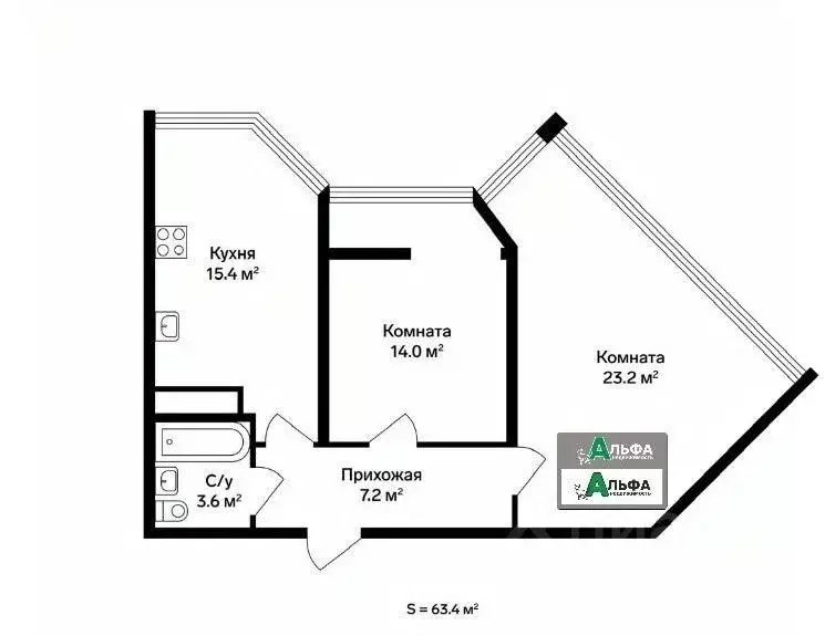 2-к кв. Краснодарский край, Новороссийск ул. Чайковского, 10А (63.4 м) - Фото 0