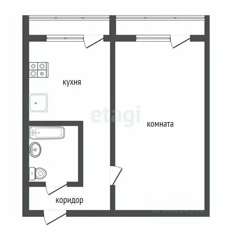 1-к кв. Ленинградская область, Кириши ул. Мира, 1 (31.9 м) - Фото 2
