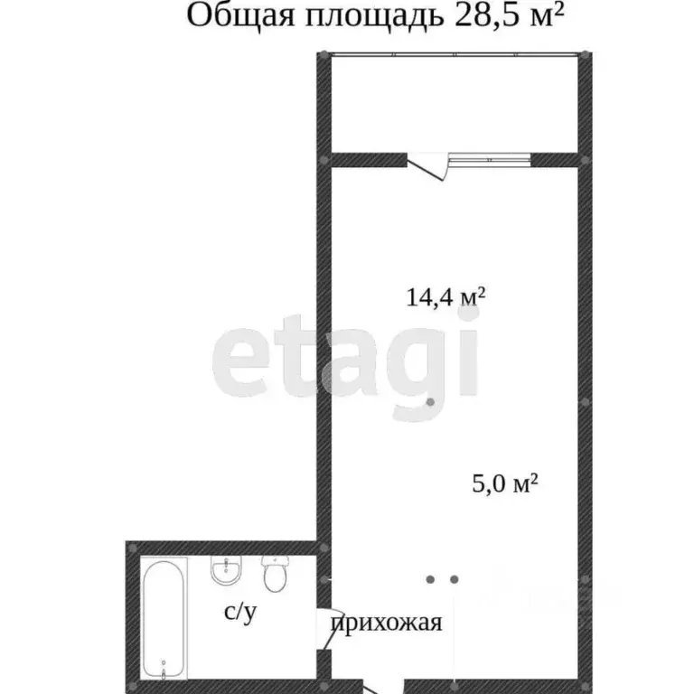 Студия Ханты-Мансийский АО, Сургут ул. Иосифа Каролинского, 9 (29.0 м) - Фото 1