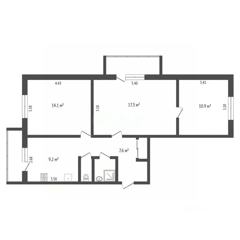 3-к кв. Москва ул. Богданова, 16 (62.4 м) - Фото 2