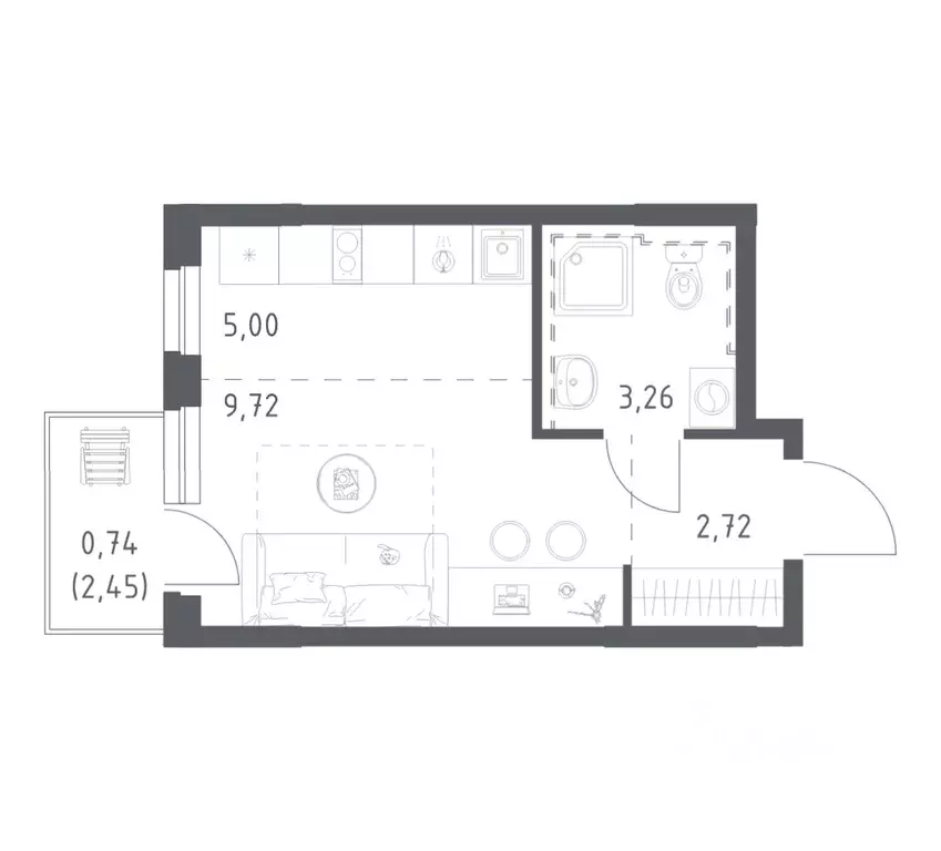 Студия Башкортостан, Уфа Дема жилрайон, Новая Дема жилой комплекс, ... - Фото 1