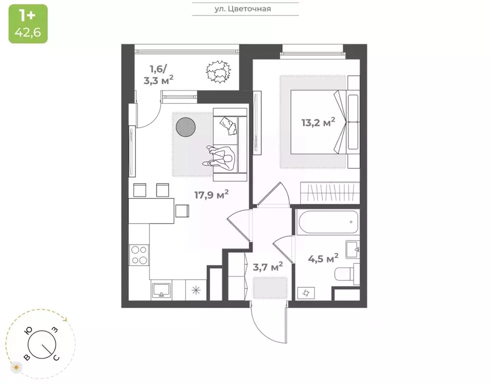 1-к кв. Тверская область, Тверь Соминка мкр,  (41.0 м) - Фото 0