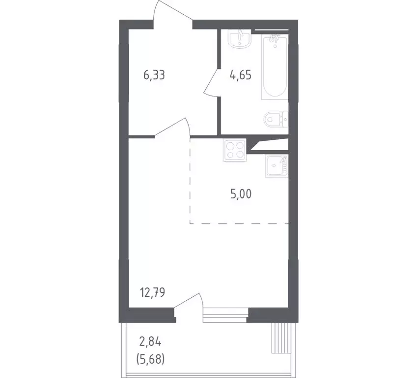 Квартира-студия: посёлок городского типа Жилино-1, 2-й квартал, 1к1 ... - Фото 1