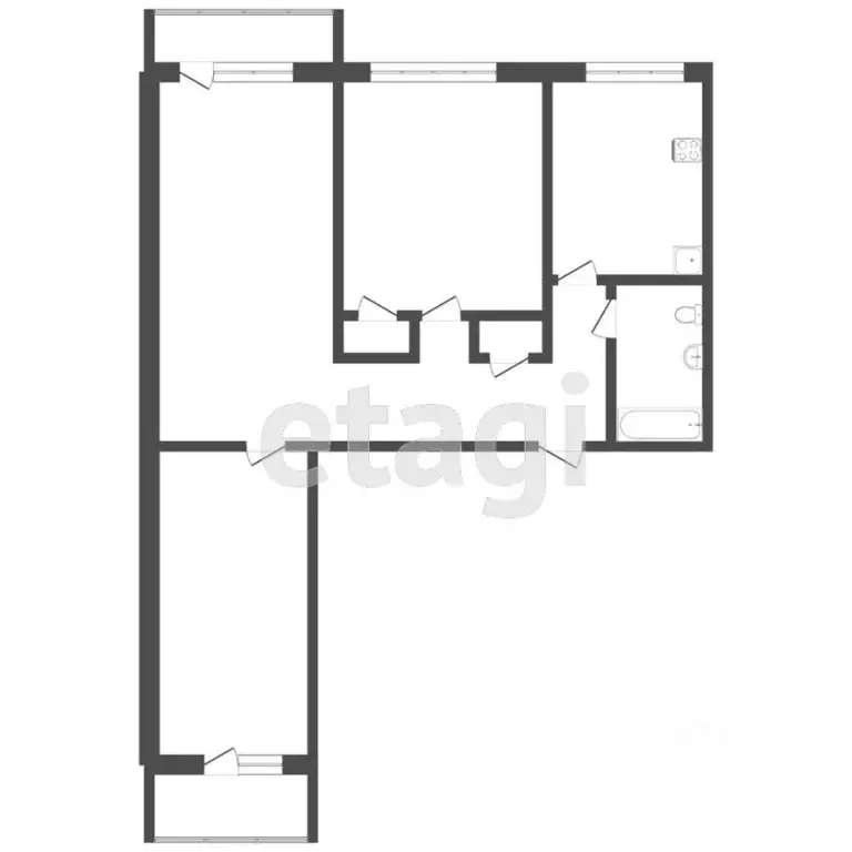 3-к кв. Тюменская область, Тюмень ул. Самарцева, 34 (61.2 м) - Фото 1