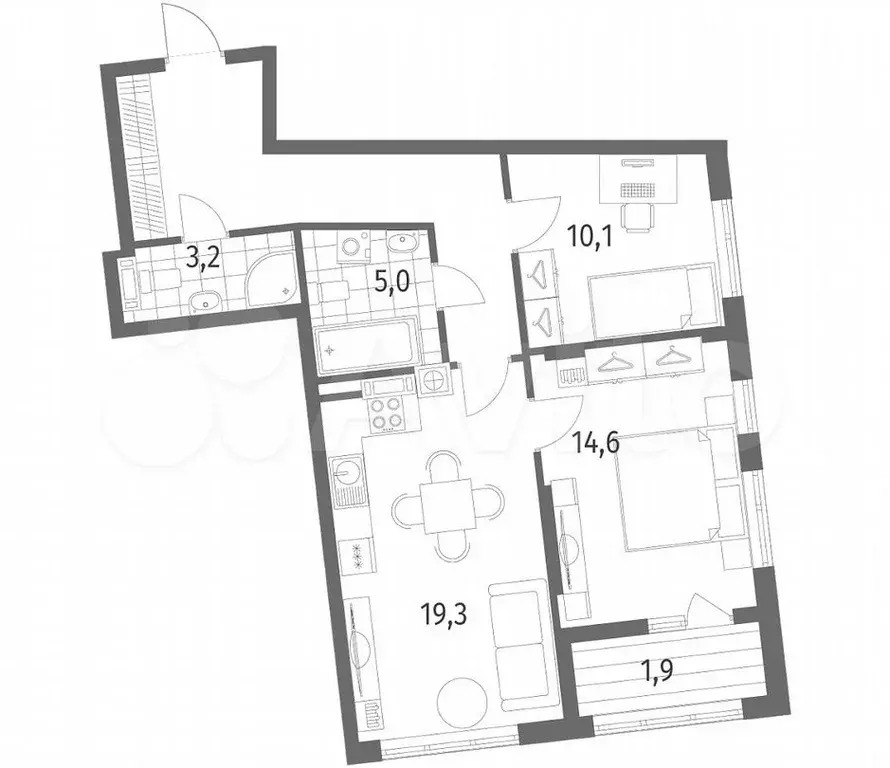 2-к. квартира, 67,7м, 8/8эт. - Фото 1