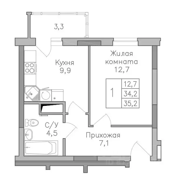 1-к кв. Воронежская область, Воронеж Поколение жилой комплекс (35.3 м) - Фото 0