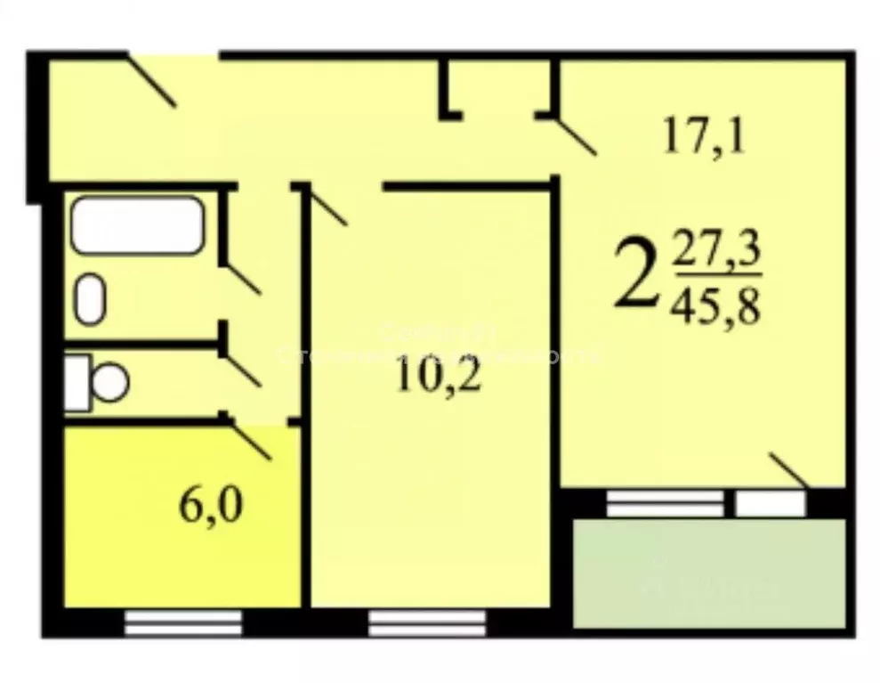 2-к кв. Москва Новочеркасский бул., 26 (45.8 м) - Фото 2