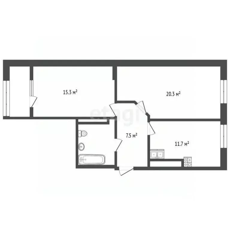 2-к кв. Крым, Симферополь ул. Севастопольская (62.0 м) - Фото 2