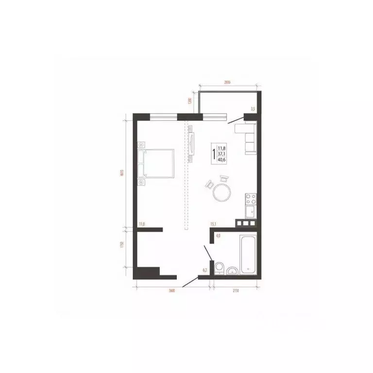 1-к кв. Иркутская область, Иркутск Сарафановская ул. (40.6 м) - Фото 1