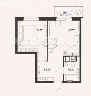 1-комнатная квартира: Астрахань, улица Яблочкова, 24А (40 м) - Фото 0