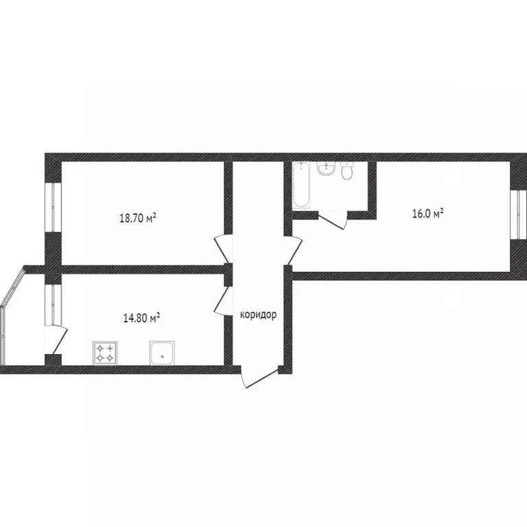 2-к кв. Ханты-Мансийский АО, Сургутский район, Федоровский городское ... - Фото 2