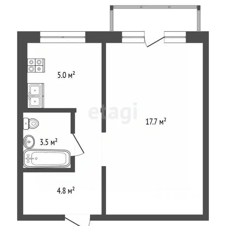 1-к кв. Кемеровская область, Кемерово просп. Ленина, 51А (32.2 м) - Фото 1