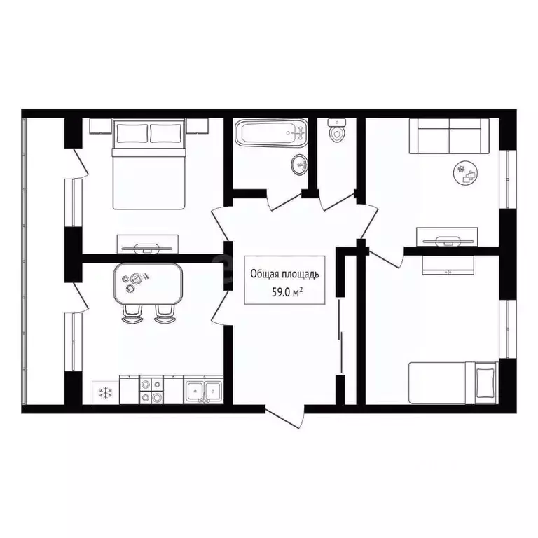 3-к кв. Алтай, Майминский район, с. Майма Юбилейная ул. (59.0 м) - Фото 2