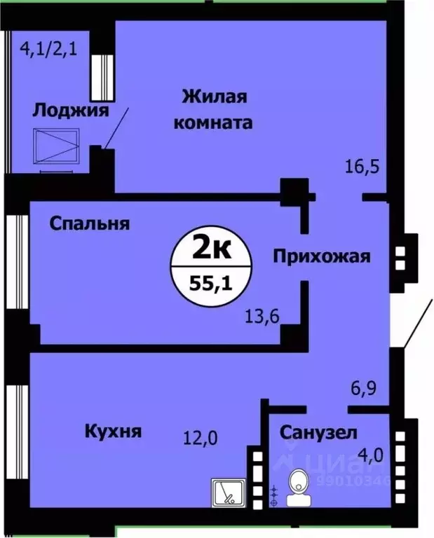 2-к кв. Красноярский край, Красноярск Лесопарковая ул., 43 (55.7 м) - Фото 0