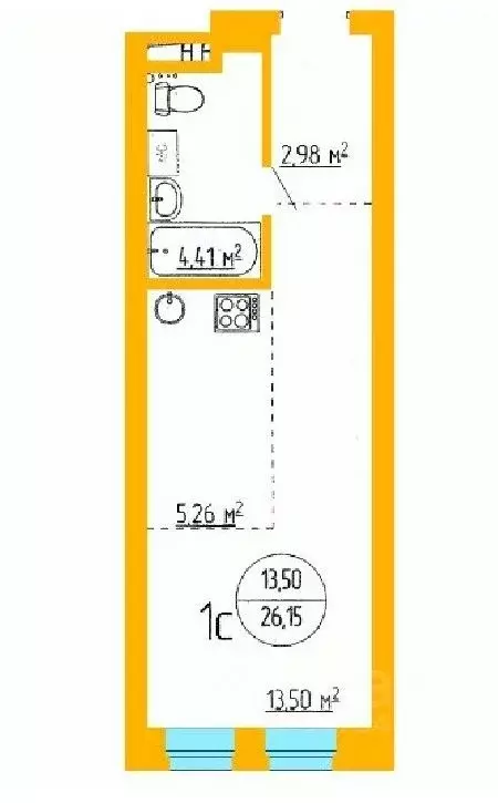 1-к кв. Башкортостан, Уфа ул. Аксакова, 79 (26.16 м) - Фото 1